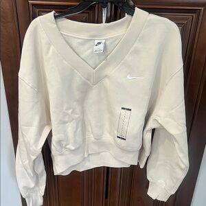 Nike Women's Cream V-Neck Sweatshirt